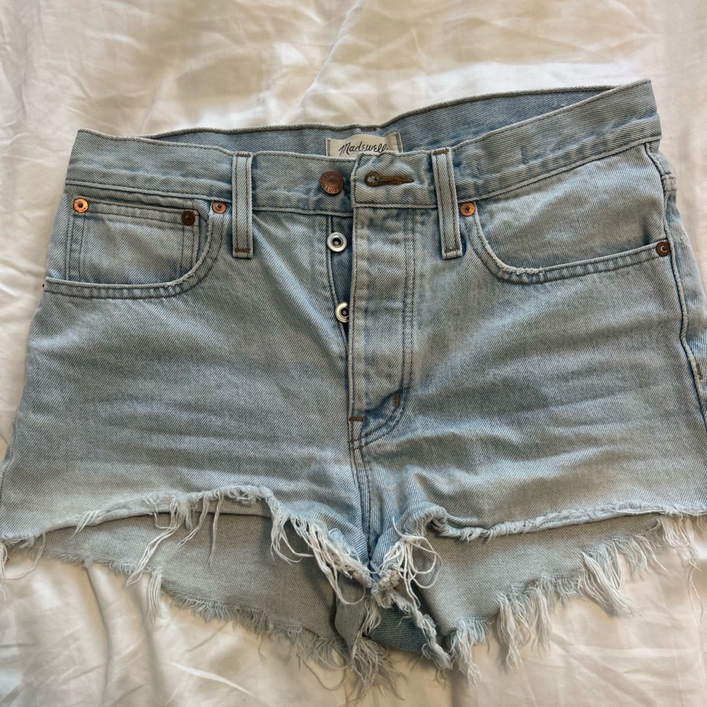 Madewell Blue Jean Shorts High-Waisted Distressed